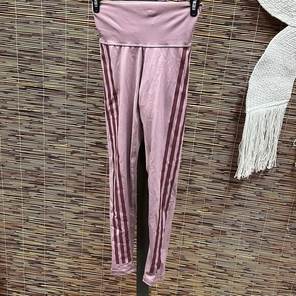 Adidas Women S Side Stripe Tights Pink Size Small - Picture 2 of 3